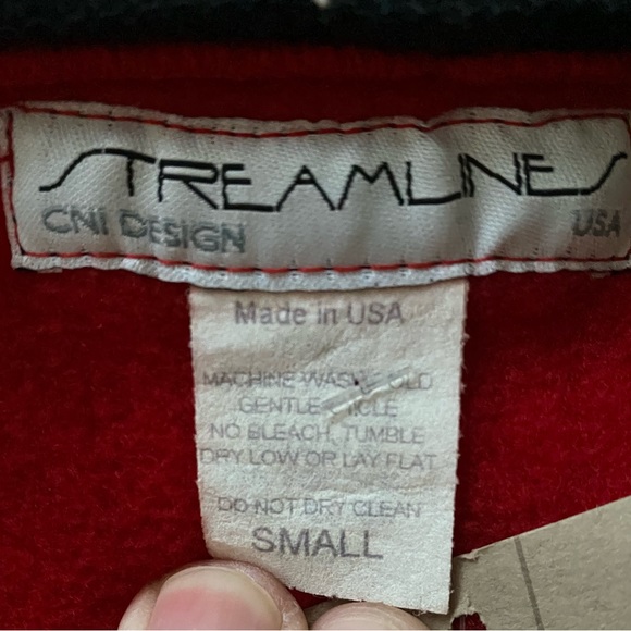 NOS $65 Streamlines CNI Designs Red Fleece Vest Coat Womens Size Small Made USA - Picture 13 of 14